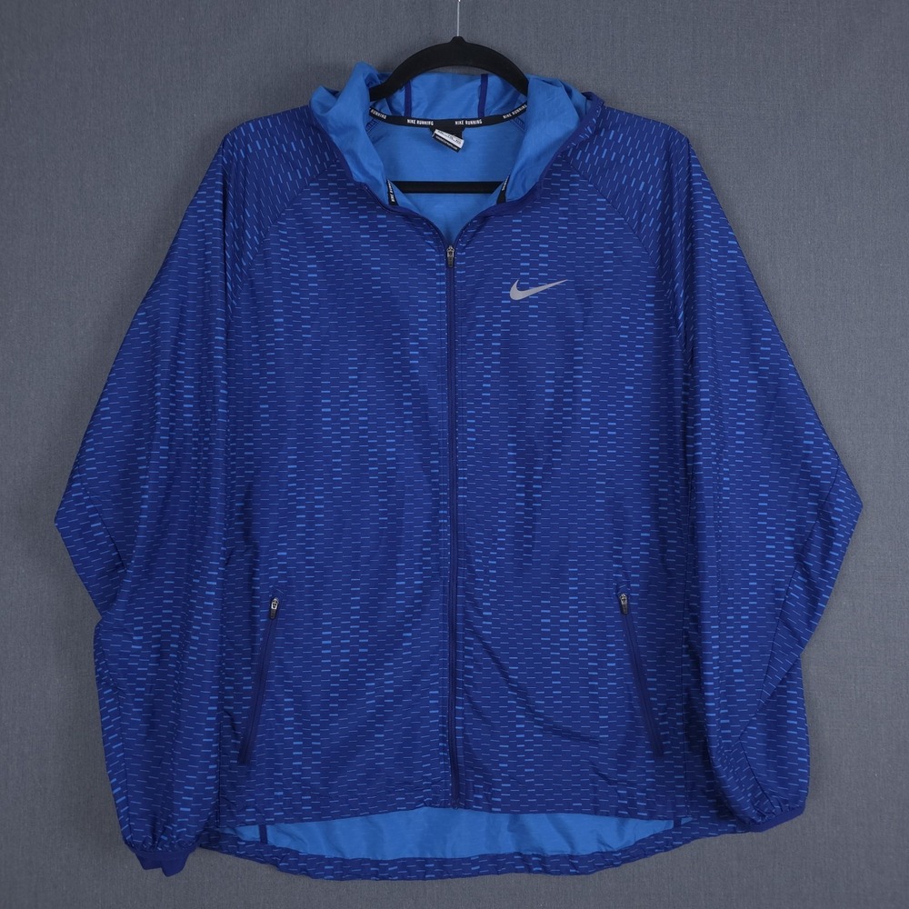Nike Running Racer Fuse Jacket Mens XXL Blue Lightweight Full Zip Windbreaker